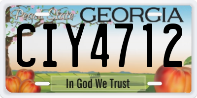GA license plate CIY4712