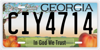 GA license plate CIY4714