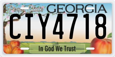 GA license plate CIY4718