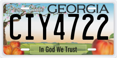 GA license plate CIY4722