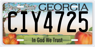 GA license plate CIY4725