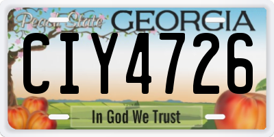 GA license plate CIY4726