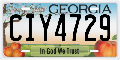 GA license plate CIY4729
