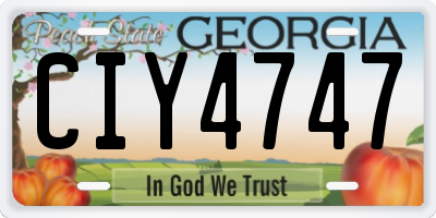 GA license plate CIY4747