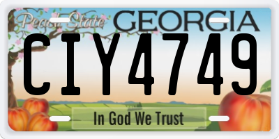 GA license plate CIY4749