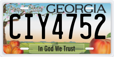 GA license plate CIY4752