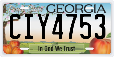 GA license plate CIY4753