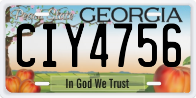 GA license plate CIY4756