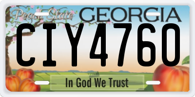 GA license plate CIY4760