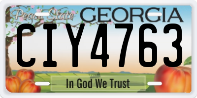 GA license plate CIY4763