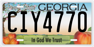 GA license plate CIY4770
