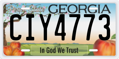 GA license plate CIY4773