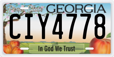 GA license plate CIY4778