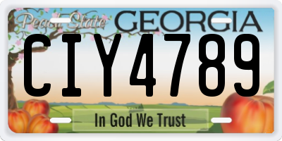 GA license plate CIY4789