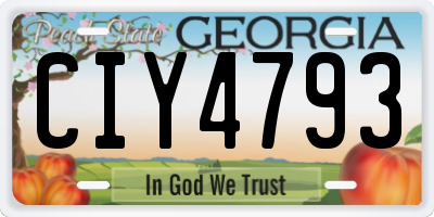 GA license plate CIY4793