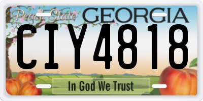 GA license plate CIY4818