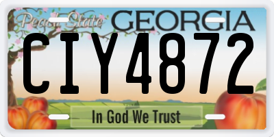 GA license plate CIY4872