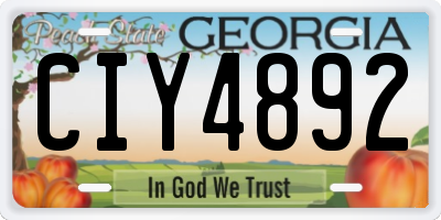 GA license plate CIY4892