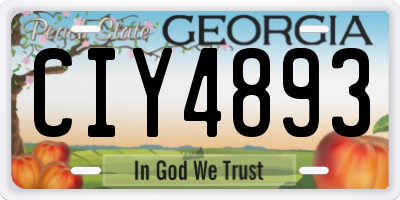 GA license plate CIY4893