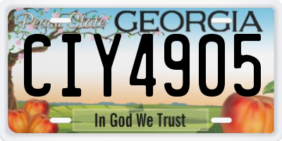 GA license plate CIY4905