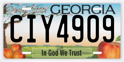 GA license plate CIY4909