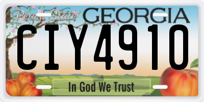 GA license plate CIY4910