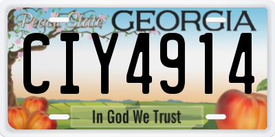 GA license plate CIY4914