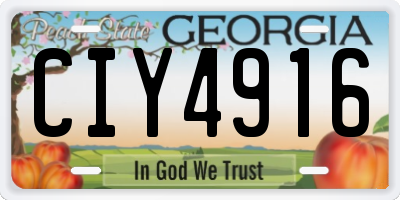 GA license plate CIY4916