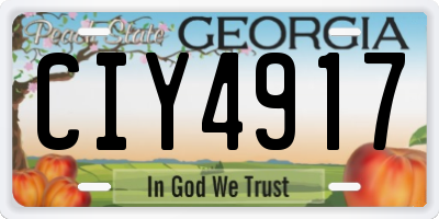 GA license plate CIY4917