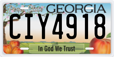 GA license plate CIY4918