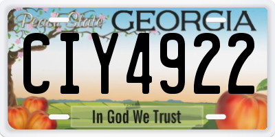GA license plate CIY4922