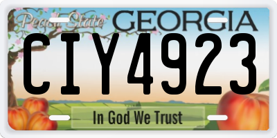 GA license plate CIY4923