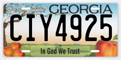 GA license plate CIY4925