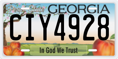 GA license plate CIY4928