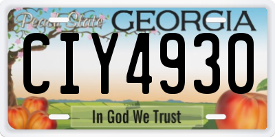 GA license plate CIY4930