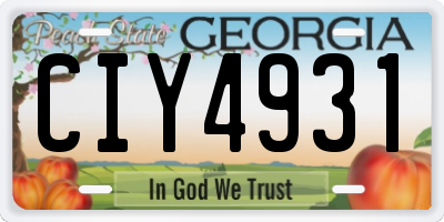 GA license plate CIY4931