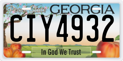 GA license plate CIY4932