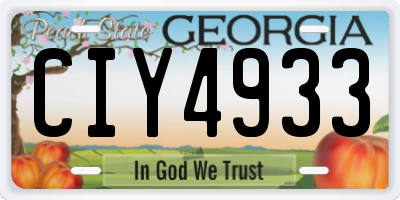GA license plate CIY4933