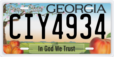 GA license plate CIY4934