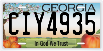 GA license plate CIY4935