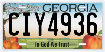 GA license plate CIY4936