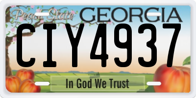GA license plate CIY4937