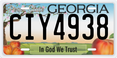 GA license plate CIY4938