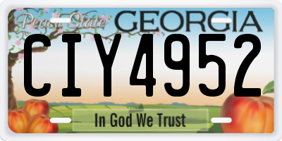 GA license plate CIY4952