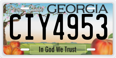 GA license plate CIY4953