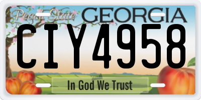 GA license plate CIY4958