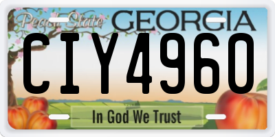 GA license plate CIY4960