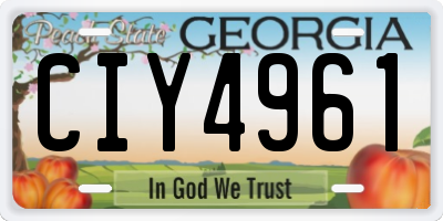 GA license plate CIY4961