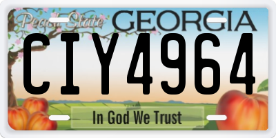 GA license plate CIY4964