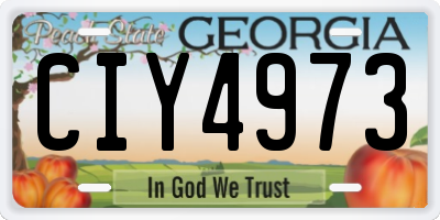 GA license plate CIY4973